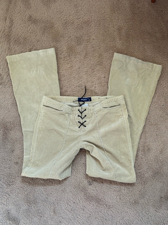 Brody Jeans Pants - Brody Women's Lace-Up Boot Cut Pants in Light Beige